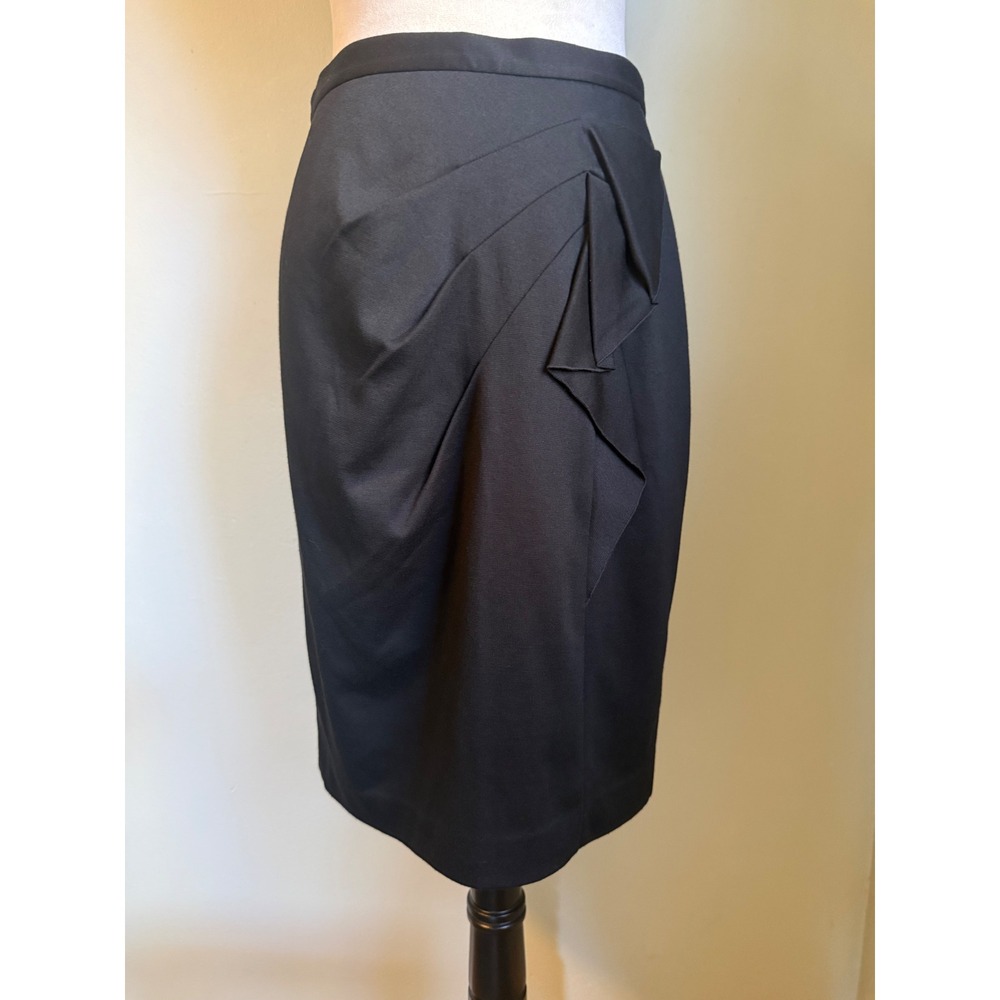 Tahari Carly Skirt Black Draped Pleated Pencil Skirt office classic elegant 6